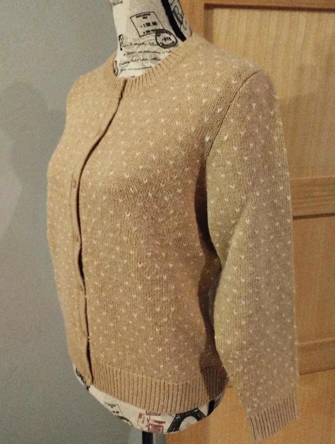 Cardigan feminino, marrom claro, lã/caxemira/mohair, Galeries Lafayette, XS – photo 6